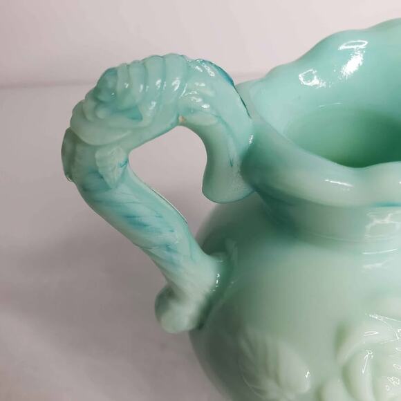 Avon Jadeite Green Swirl Milk Glass Pitcher - Picture 6 of 10